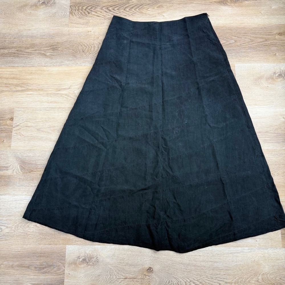 Sundance 100% Silk Maxi Skirt Women Size 12 Black Casual Whimsigoth